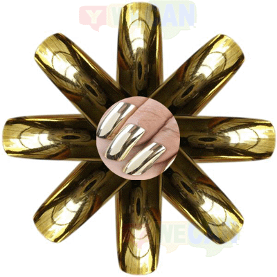 50PCS Golden Metal Texture Fack False Art Nail Tip Sexy